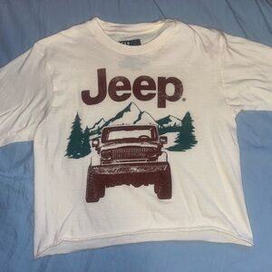 Tilly's Jeep White and Brown Crop Top